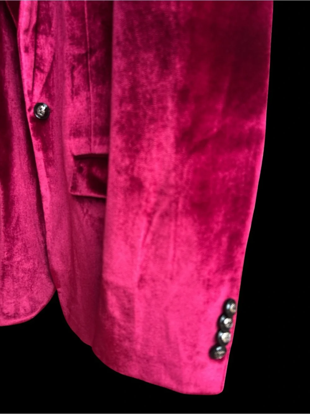 Men's Velvet Blazer in Rich Magenta - Single-Breasted Sport Coat